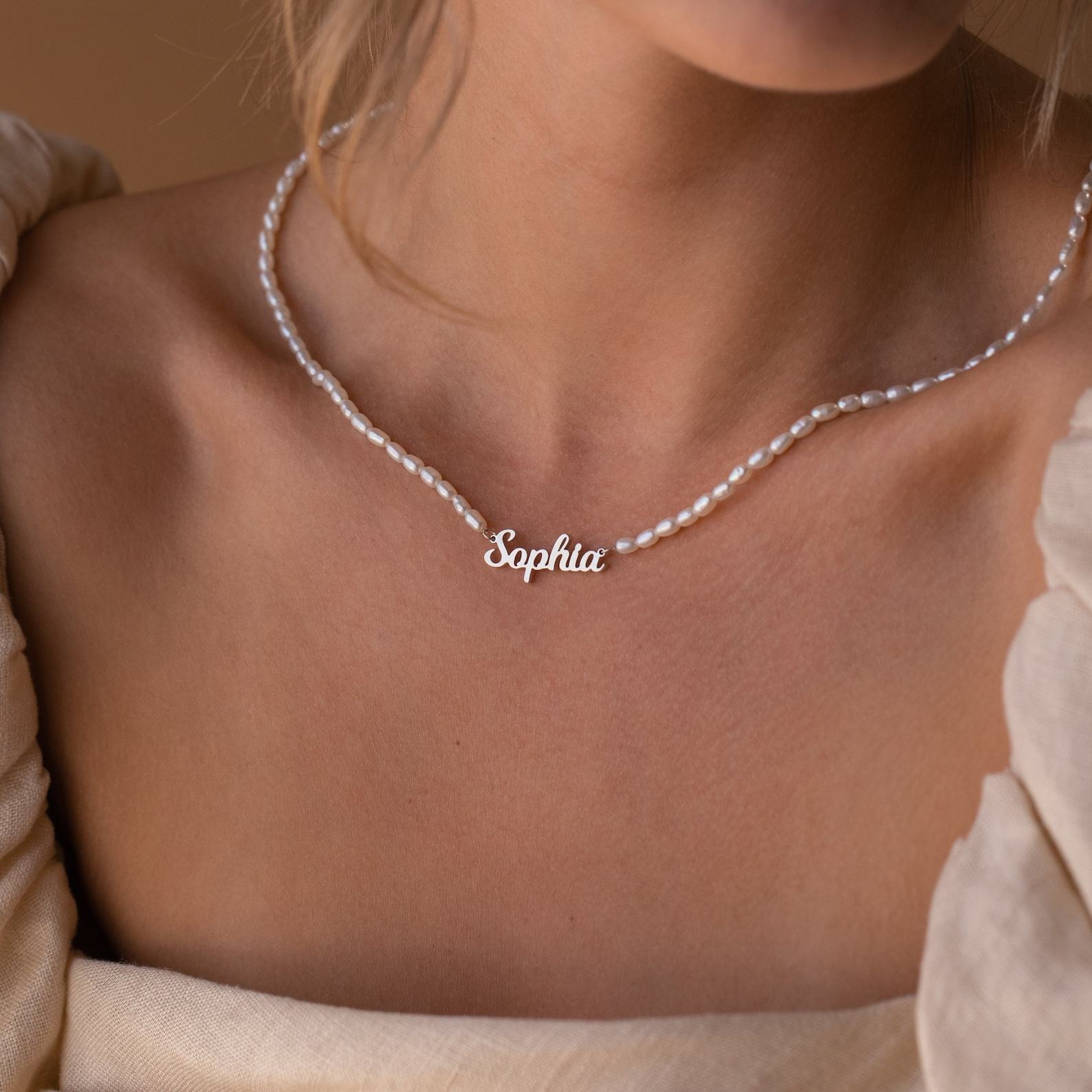 Caitlyn Minimalist Personalized Pearl Name Necklace Custom Dainty Choker with Minimalist Pearl Jewelry – Interesting  Item for Her (NM103F97)