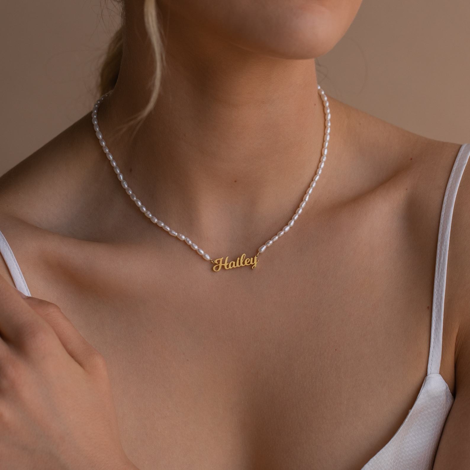 Caitlyn Minimalist Personalized Pearl Name Necklace Custom Dainty Choker with Minimalist Pearl Jewelry – Interesting  Item for Her (NM103F97)