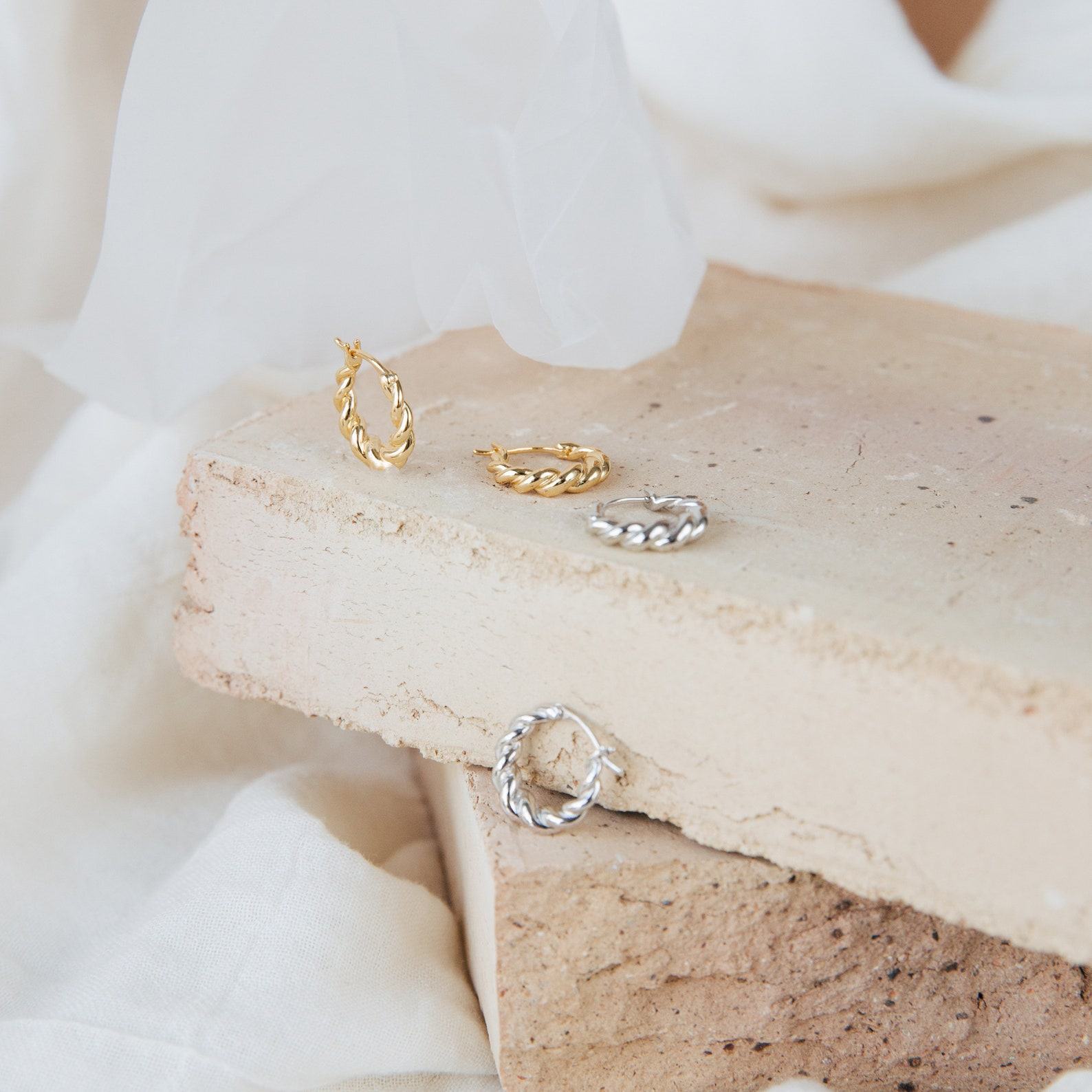 Caitlyn Minimalist Twisted Spiral Hoops Everyday Huggie Earrings, Interesting  Item for Her (ER085)