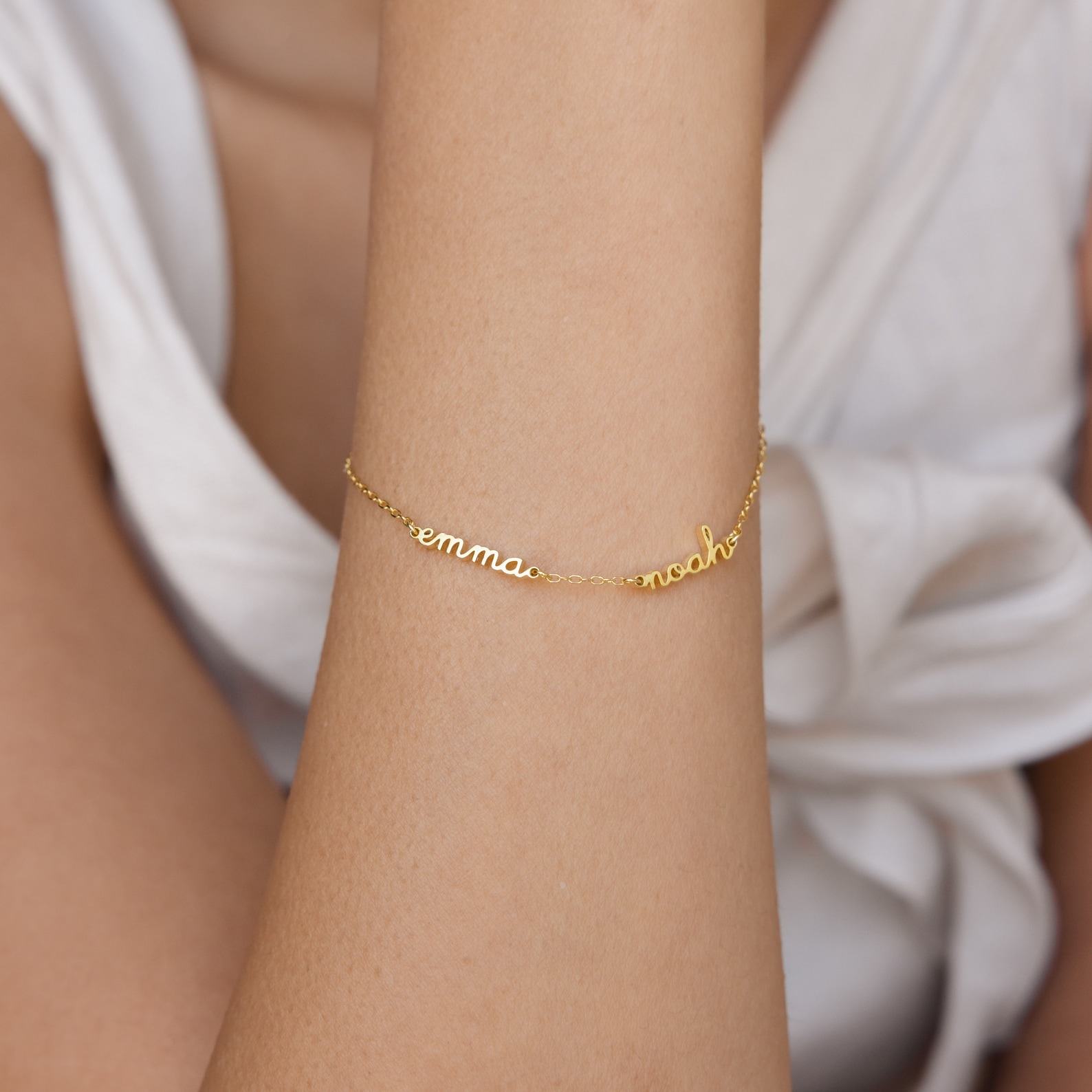 Caitlyn Minimalist’s Dainty Name Bracelet Personalize Your Style with Custom Names in Gold