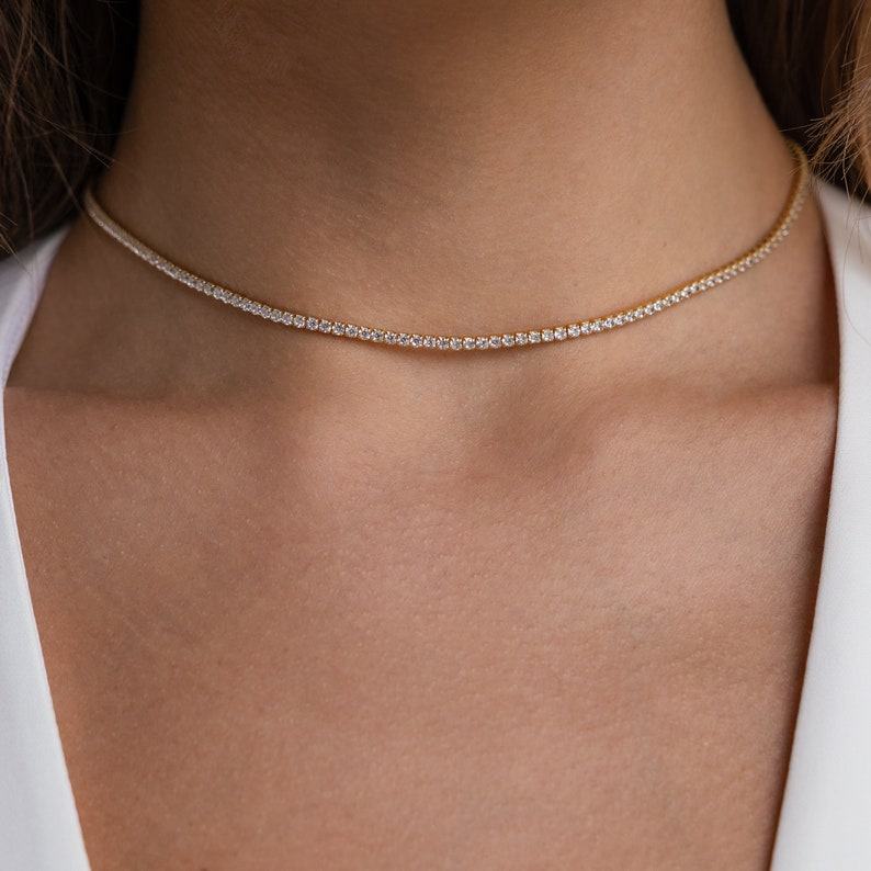 Caitlyn Minimalist’s Diamond Tennis Choker A Timeless Treasure for Bridal Elegance and Anniversary Celebrations