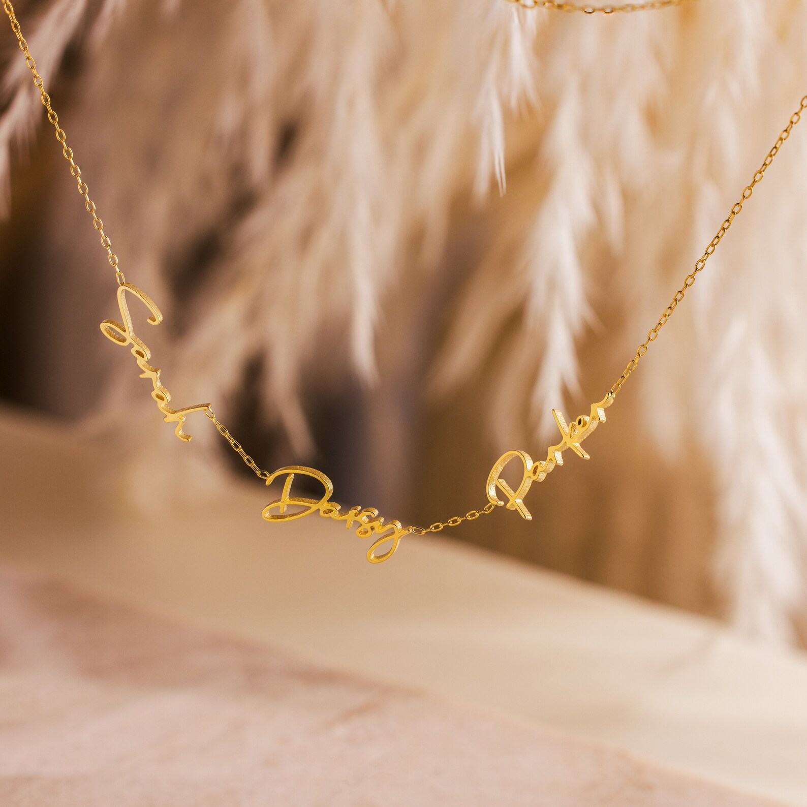 Caitlyn Minimalist’s Multiple Charm Name Necklace Personalized Jewelry for Moms and Kids