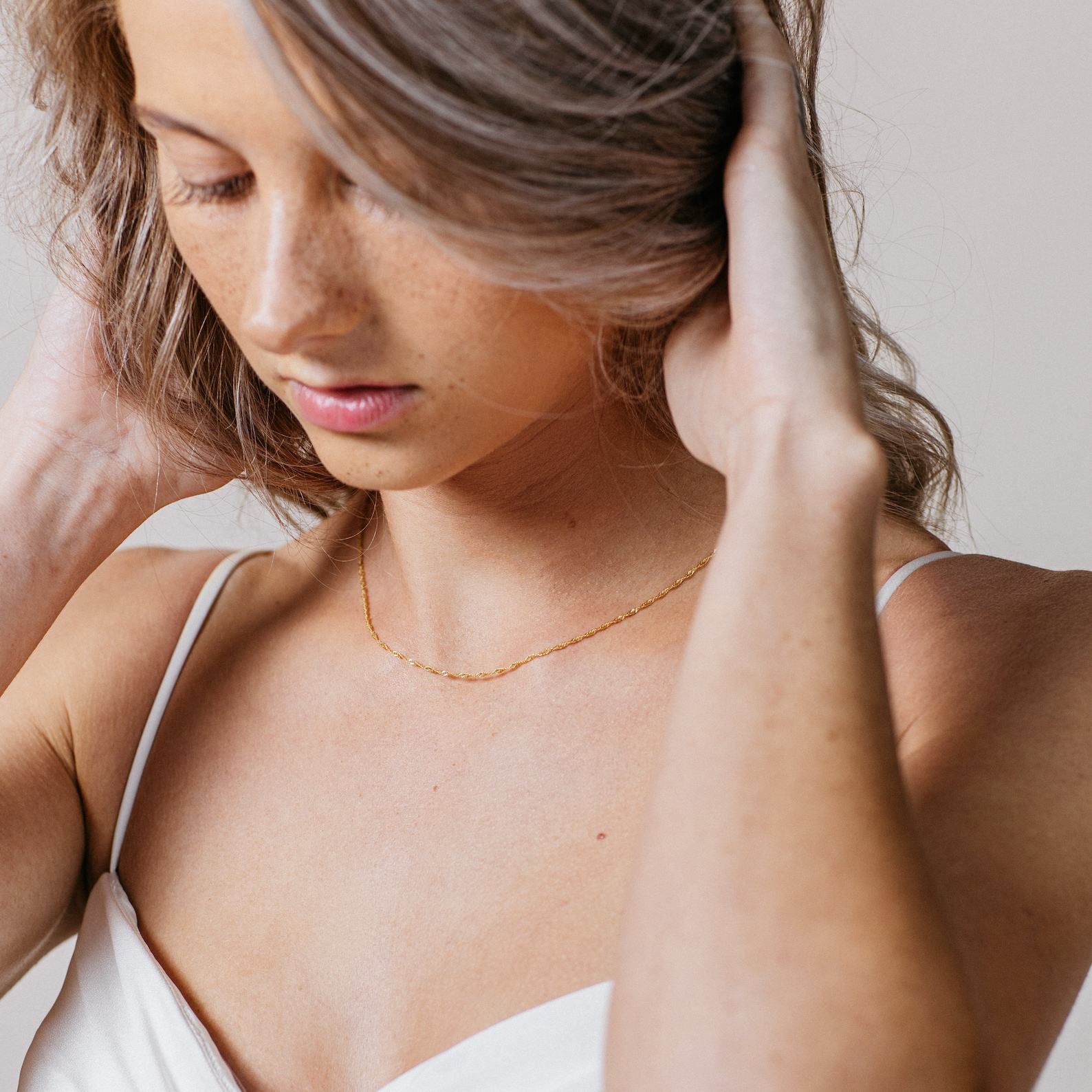 Caitlyn Minimalist’s Twisted Singapore Necklace A Dainty Gold Rope Necklace for Layering and Iteming