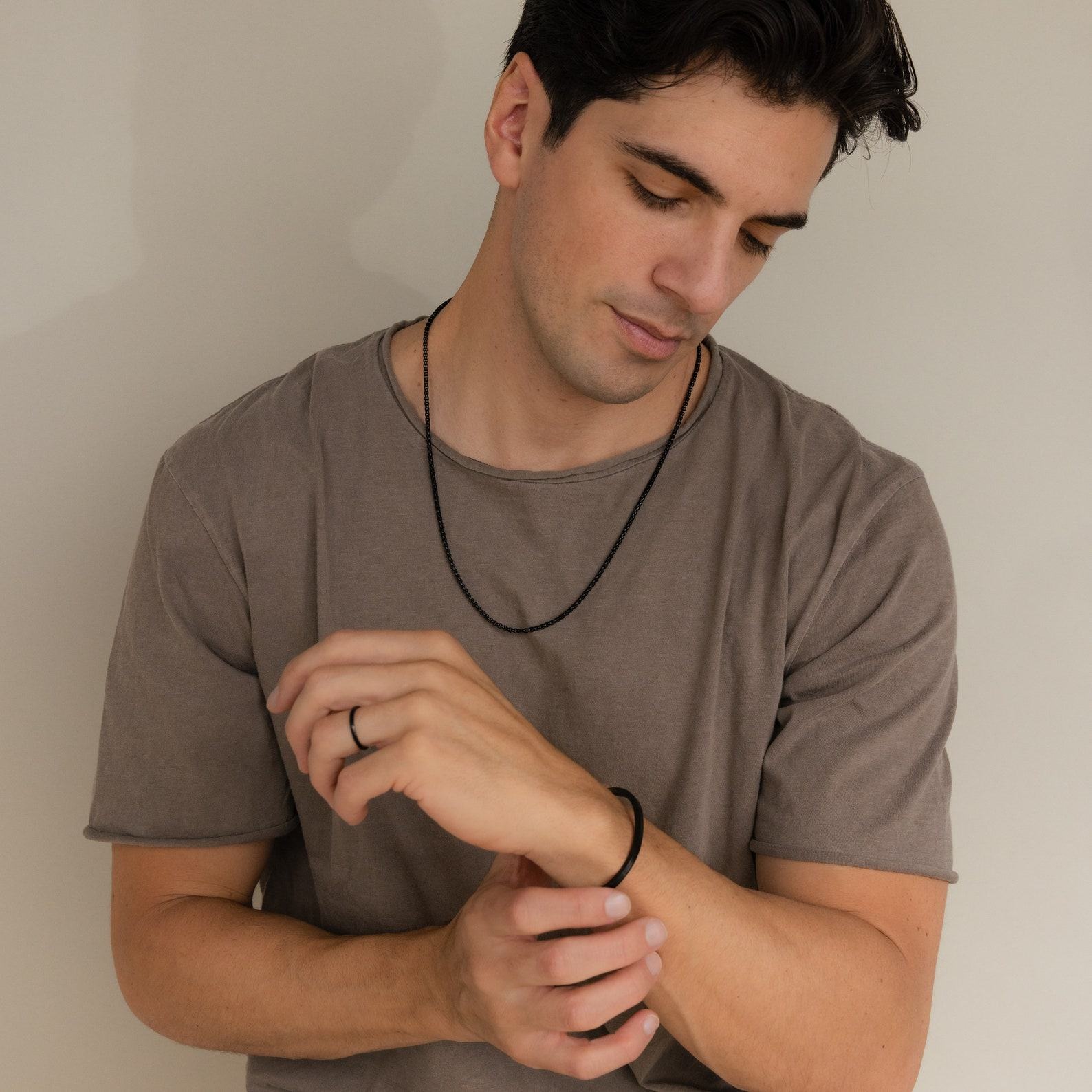 CaitlynMinimalist Men’s Black Rolo Chain Necklace Timeless Everyday Jewelry for Him