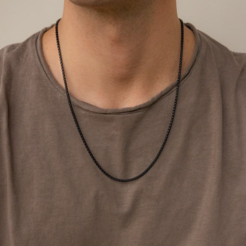 CaitlynMinimalist Men’s Black Rolo Chain Necklace Timeless Everyday Jewelry for Him