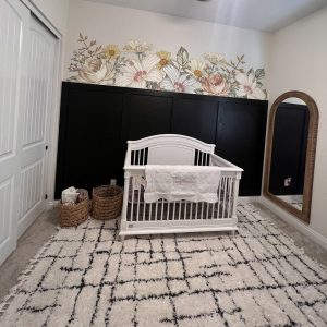 CAMILA Slim Wall Decal Border Vintage Floral Nursery with Removable Roses, Hibiscus, and Peonies