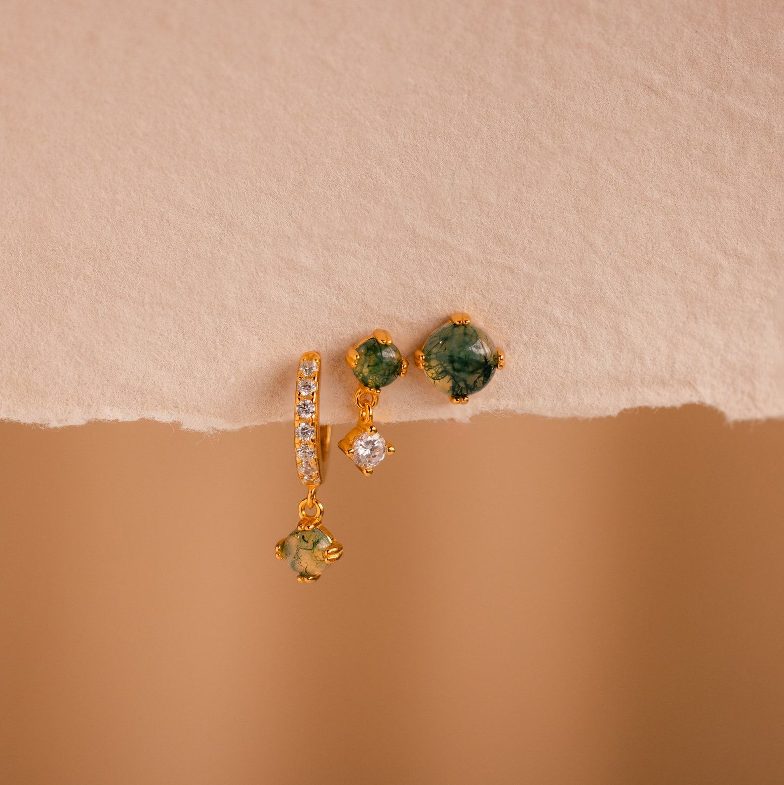 Captivating Agate Earring Set Embrace the Allure of Green Gemstones