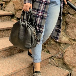 Captivating Black Leather Handbag A Timeless Item for Her from Ukraine