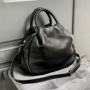 Captivating Black Leather Handbag A Timeless Item for Her from Ukraine
