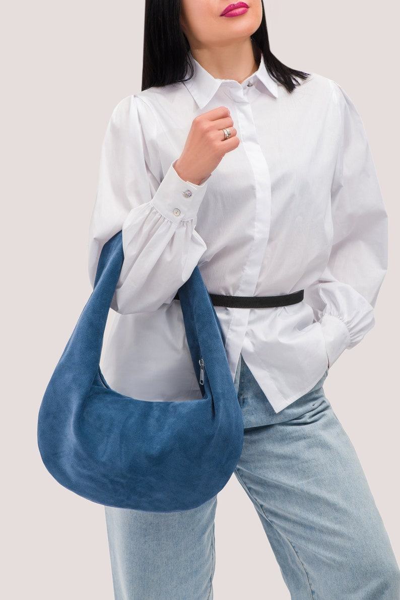 Captivating Blue Suede Hobo A Versatile Shoulder Bag for Style and Comfort