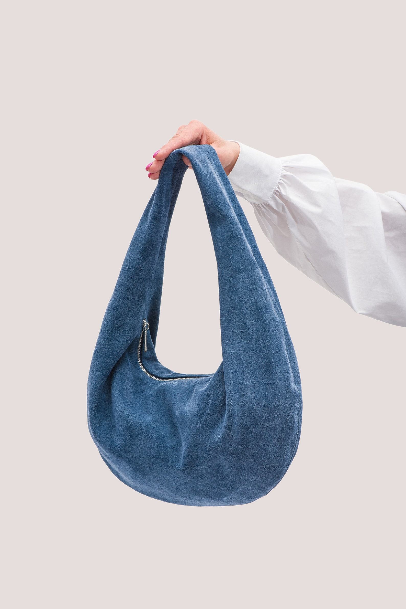 Captivating Blue Suede Hobo A Versatile Shoulder Bag for Style and Comfort - Image 3