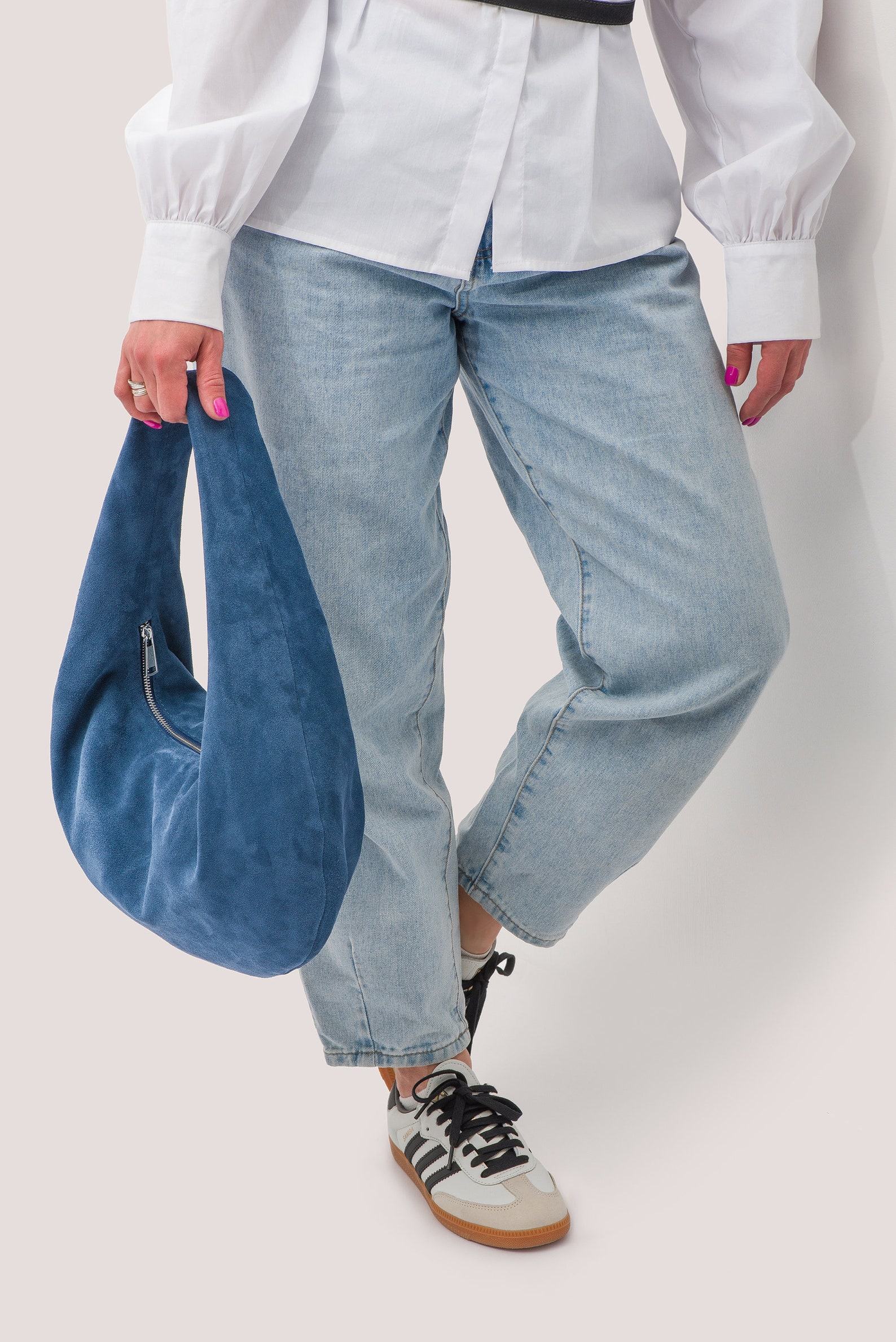 Captivating Blue Suede Hobo A Versatile Shoulder Bag for Style and Comfort - Image 5