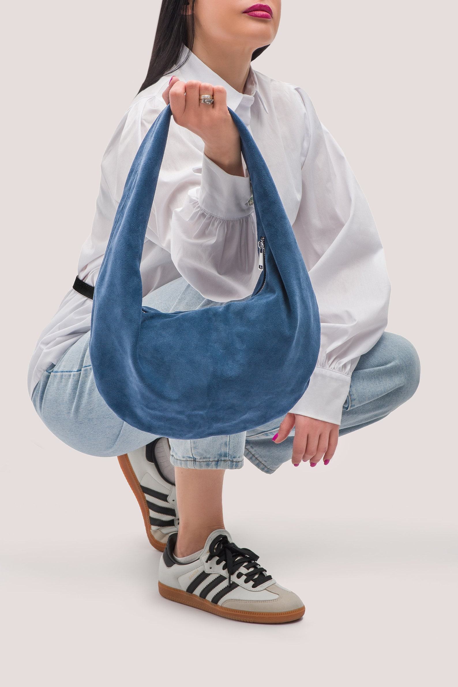 Captivating Blue Suede Hobo A Versatile Shoulder Bag for Style and Comfort - Image 2