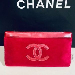 Captivating Chanel Cosmetic Clutch A Velvet Symphony in Pink and Red