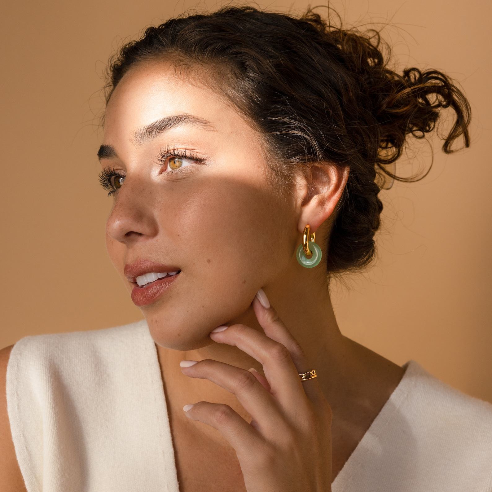 Captivating Chunky Jade Hoop Earrings Embrace Summer’s Essence with Caitlyn Minimalist’s ER302 - Image 4