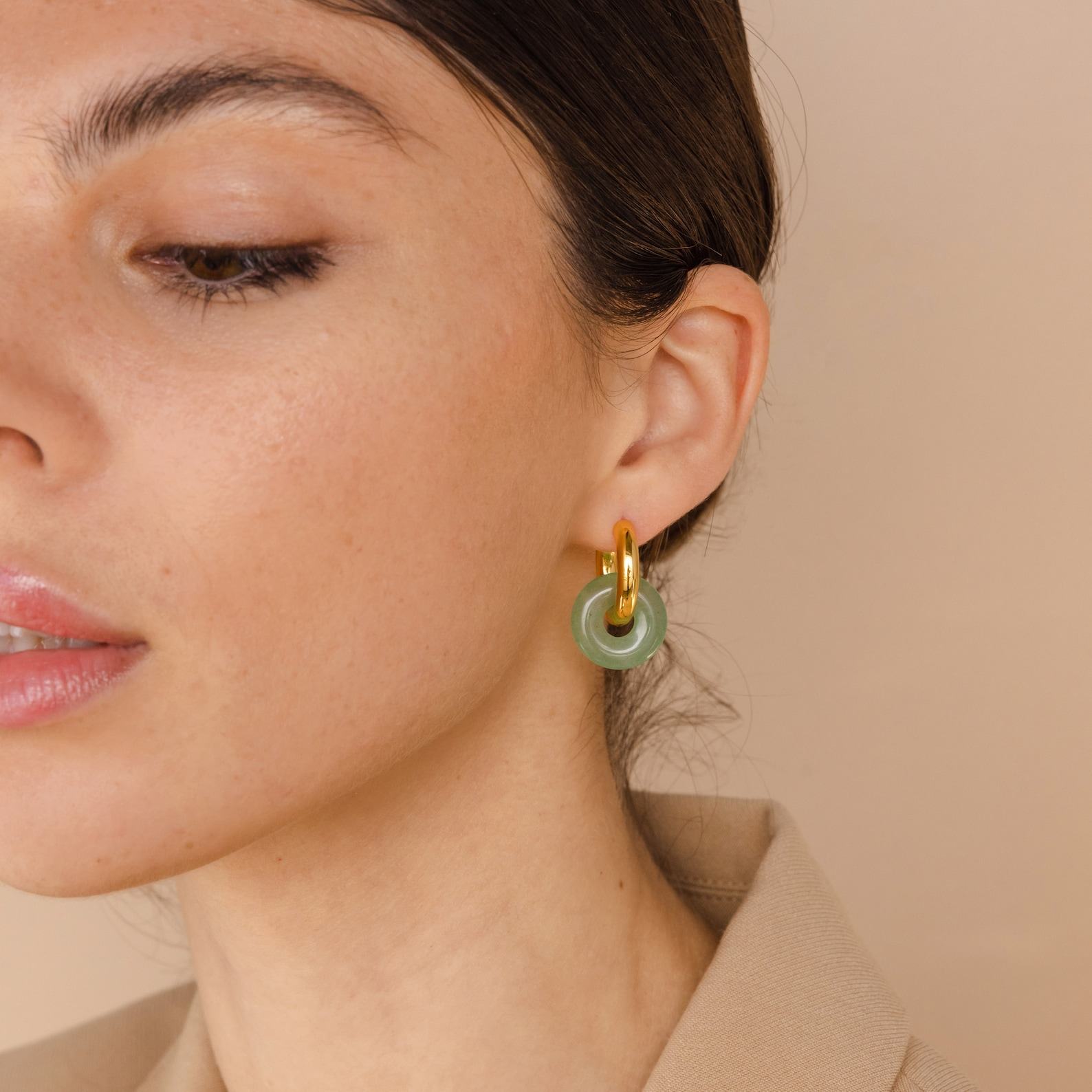 Captivating Chunky Jade Hoop Earrings Embrace Summer’s Essence with Caitlyn Minimalist’s ER302 - Image 2