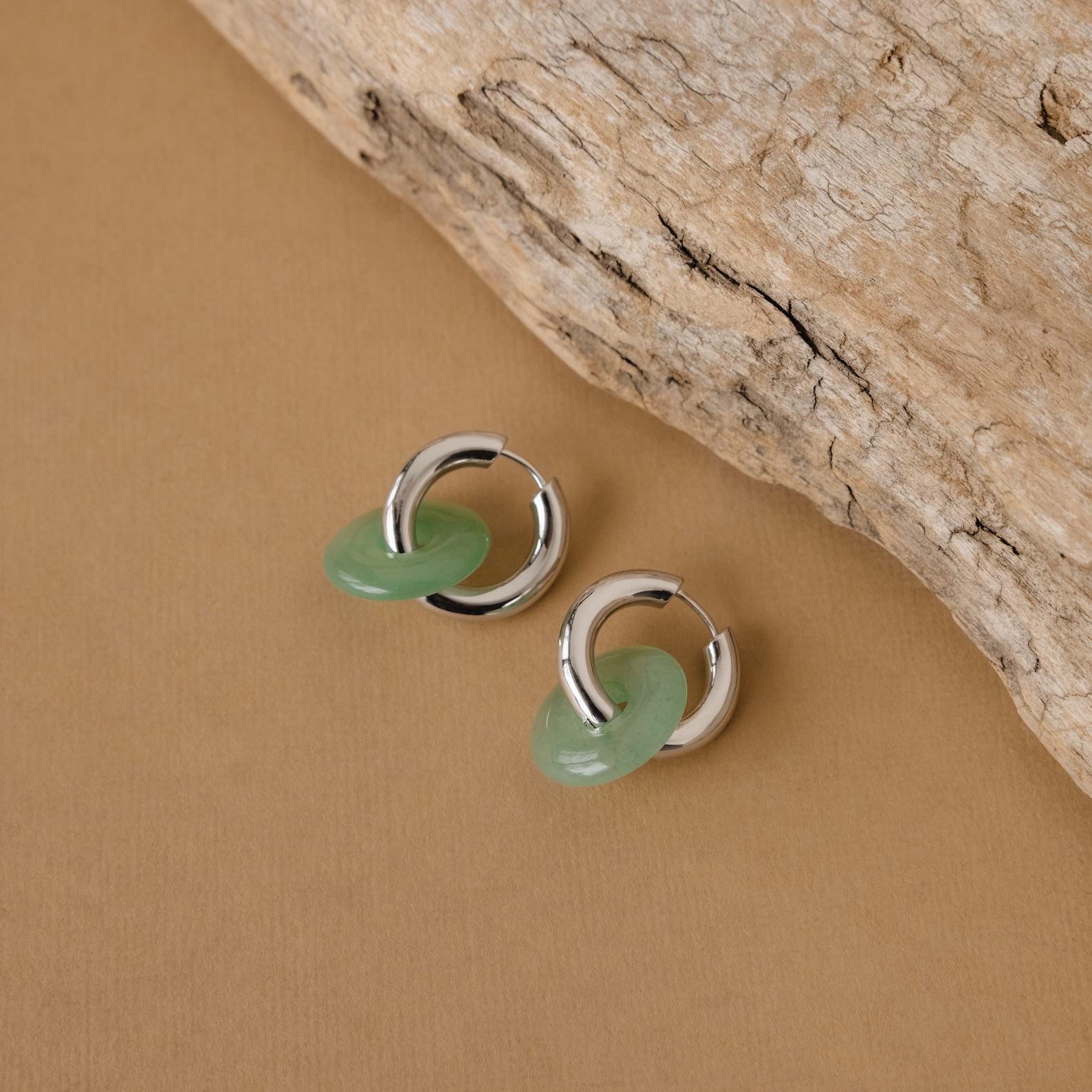 Captivating Chunky Jade Hoop Earrings Embrace Summer’s Essence with Caitlyn Minimalist’s ER302 - Image 6