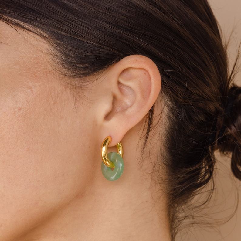 Captivating Chunky Jade Hoop Earrings Embrace Summer’s Essence with Caitlyn Minimalist’s ER302