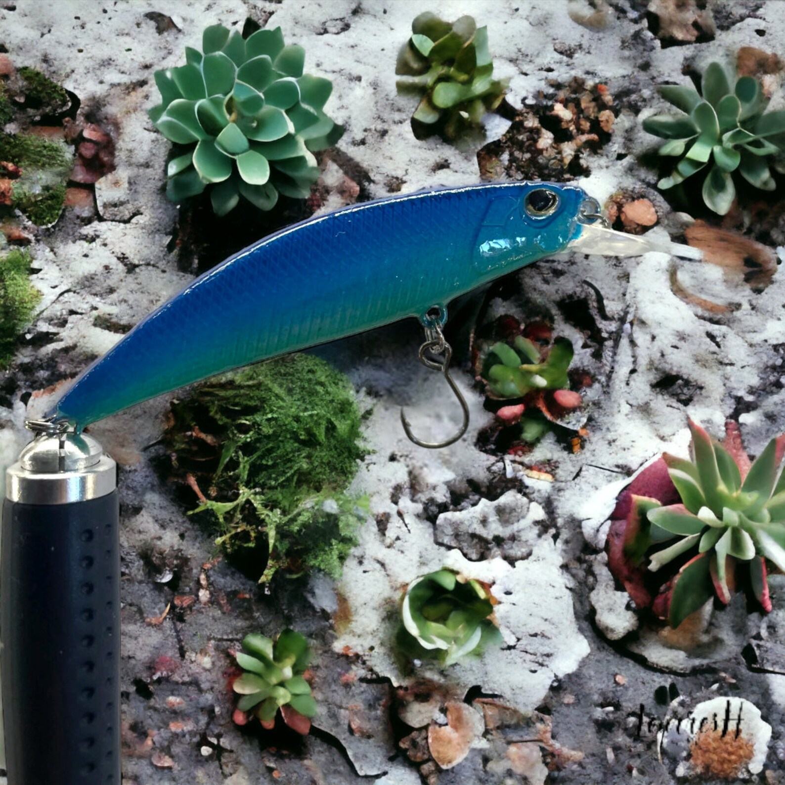 Captivating Emerald Blue Minnow Handcrafted Allure for Trout Triumphs