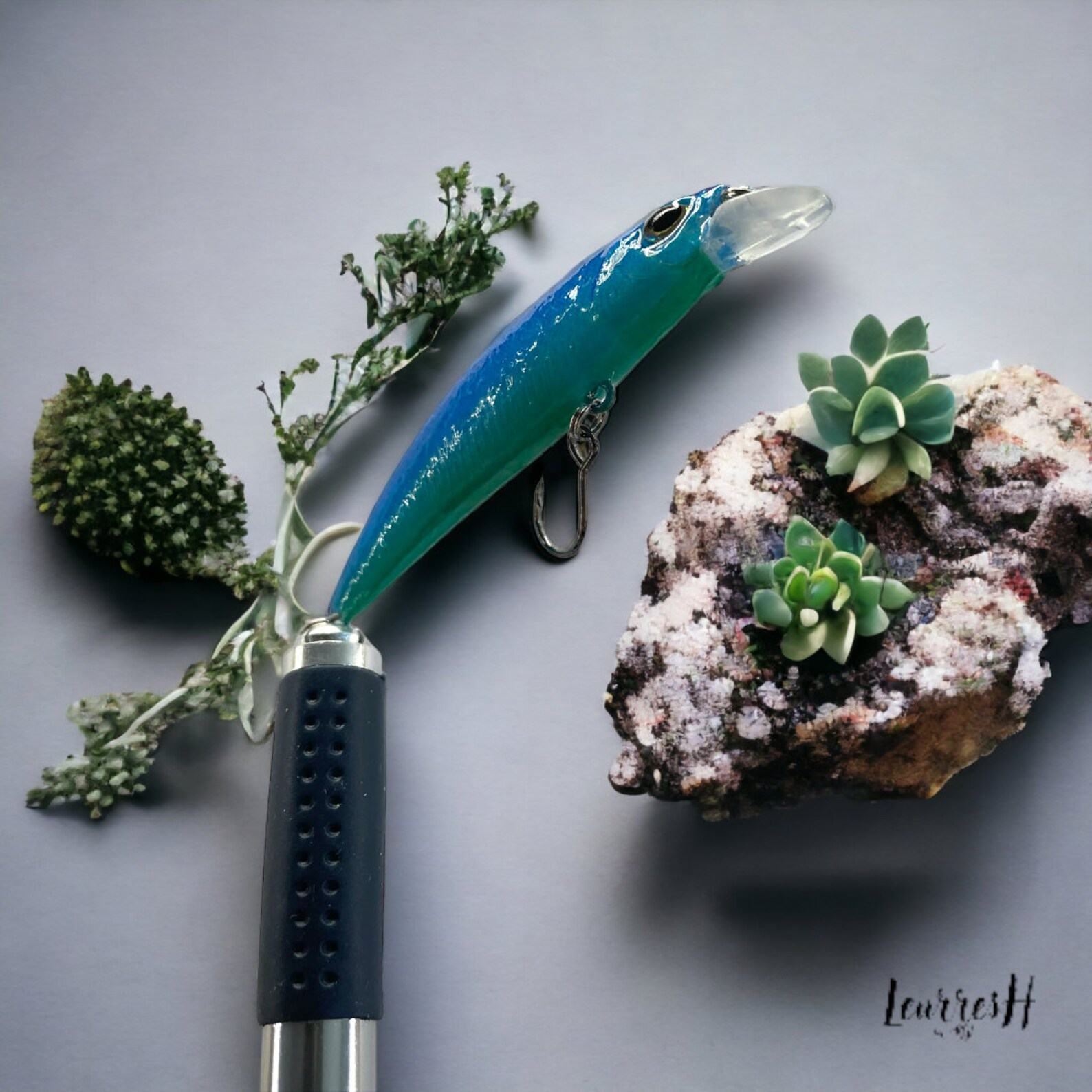 Captivating Emerald Blue Minnow Handcrafted Allure for Trout Triumphs