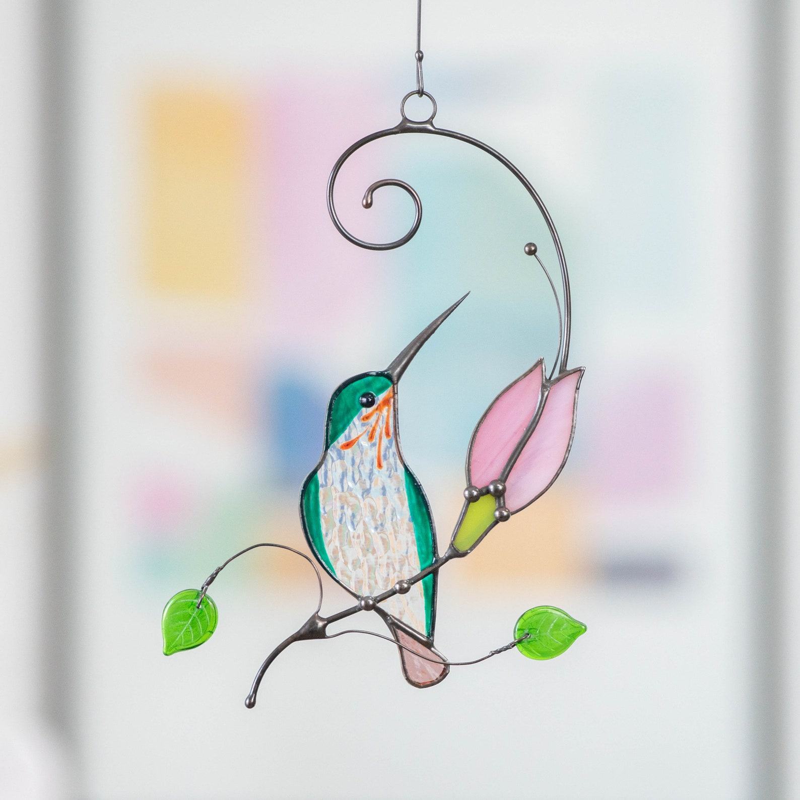 Captivating Hummingbird Stained Glass Suncatchers A Symphony of Light and Color for Your Home