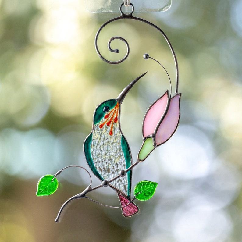 Captivating Hummingbird Stained Glass Suncatchers A Symphony of Light and Color for Your Home