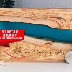 Captivating Sea Turtle Charcuterie Board A River of Delights on a Live Edge Canvas