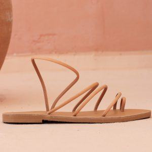CARIATIS Handmade Greek Leather Sandals for Women | Natural, Strappy, Flat