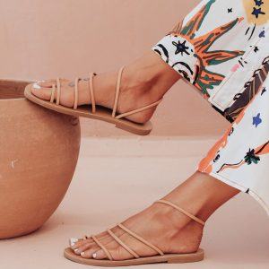 CARIATIS Handmade Greek Leather Sandals for Women | Natural, Strappy, Flat