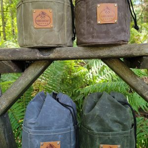 Cedar Bag with Pockets and Leather Label for Outdoor Gear, Camping, and Bushcraft