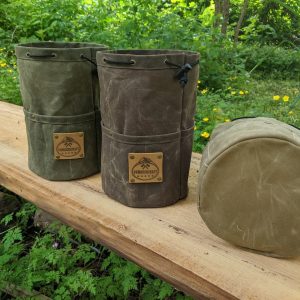 Cedar Bag with Pockets and Leather Label for Outdoor Gear, Camping, and Bushcraft