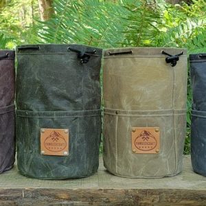 Cedar Bag with Pockets and Leather Label for Outdoor Gear, Camping, and Bushcraft