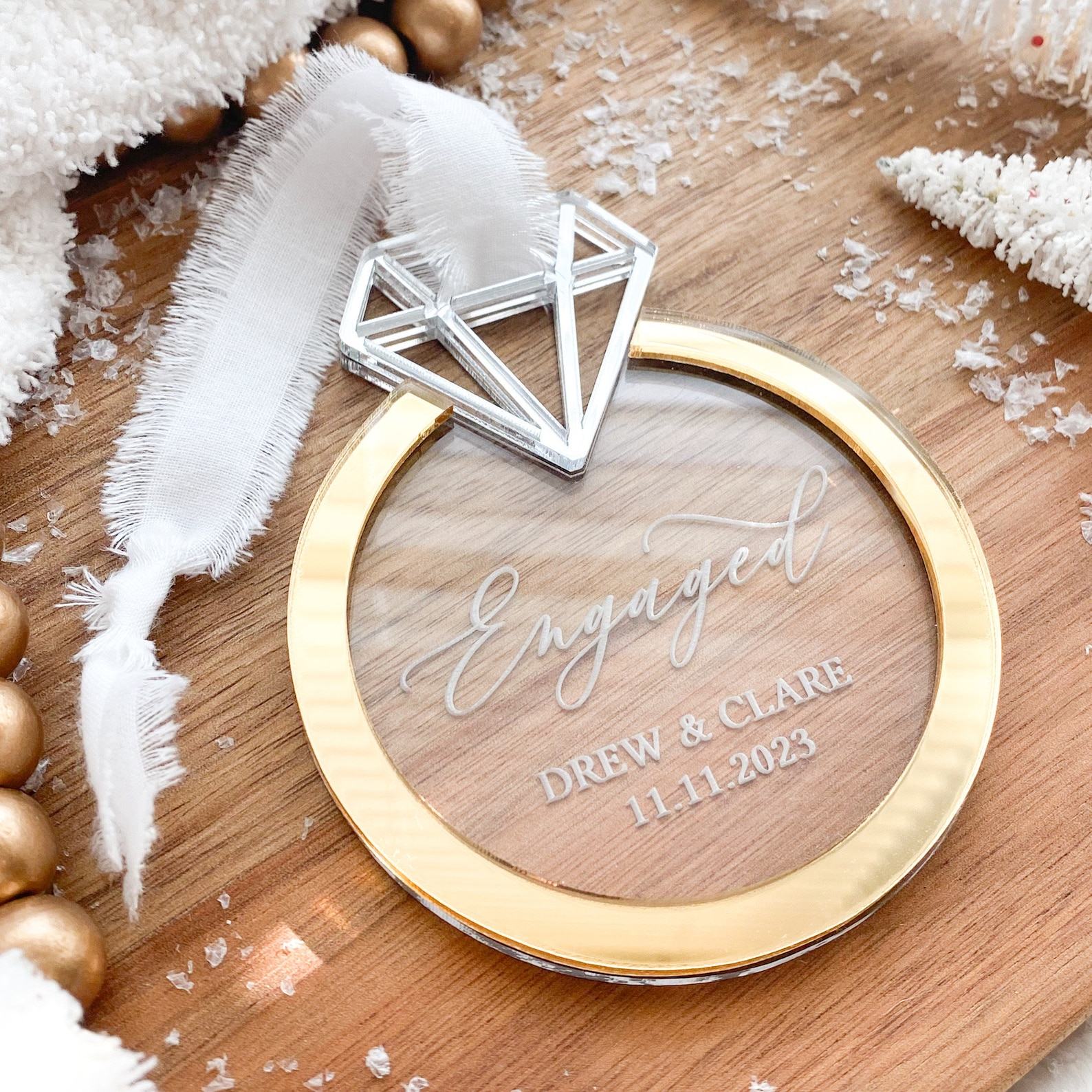 Celebrate Your First Christmas Engaged Personalized Ornament for Newly Engaged Couples
