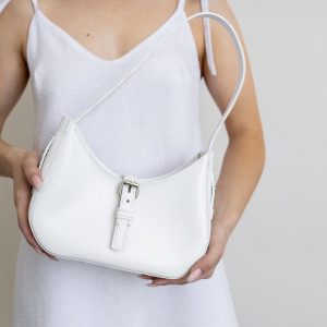 Celestial Charm White Leather Moon Bag – A Pocket of Lunar Elegance