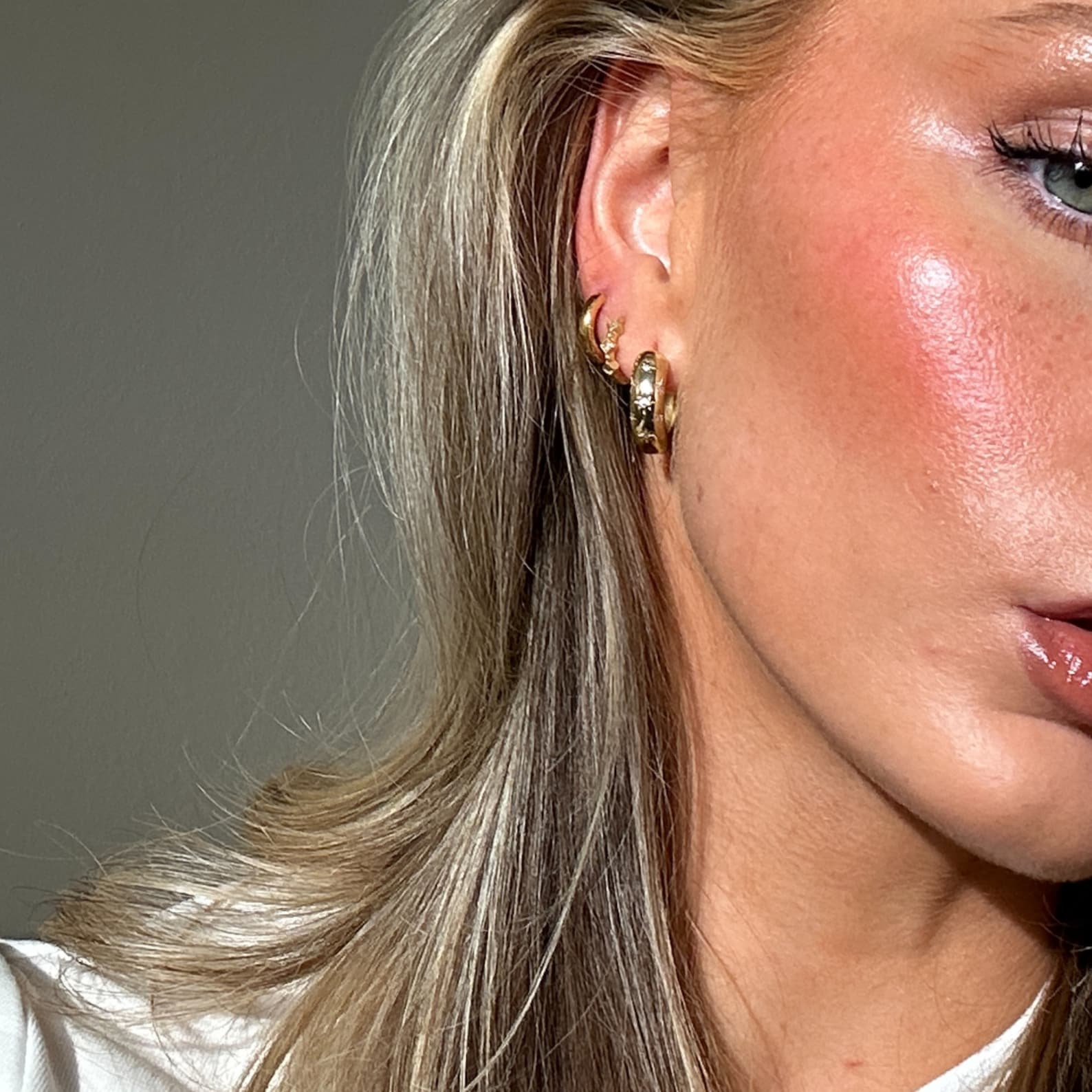 Celestial Chubby Hoops 18k Gold Plated Star Engraved Diamond Hoop Earrings