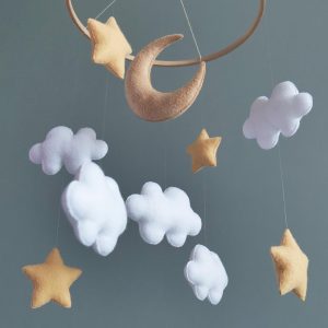 Celestial Dreams Moon and Stars Mobile for a Tranquil Nursery