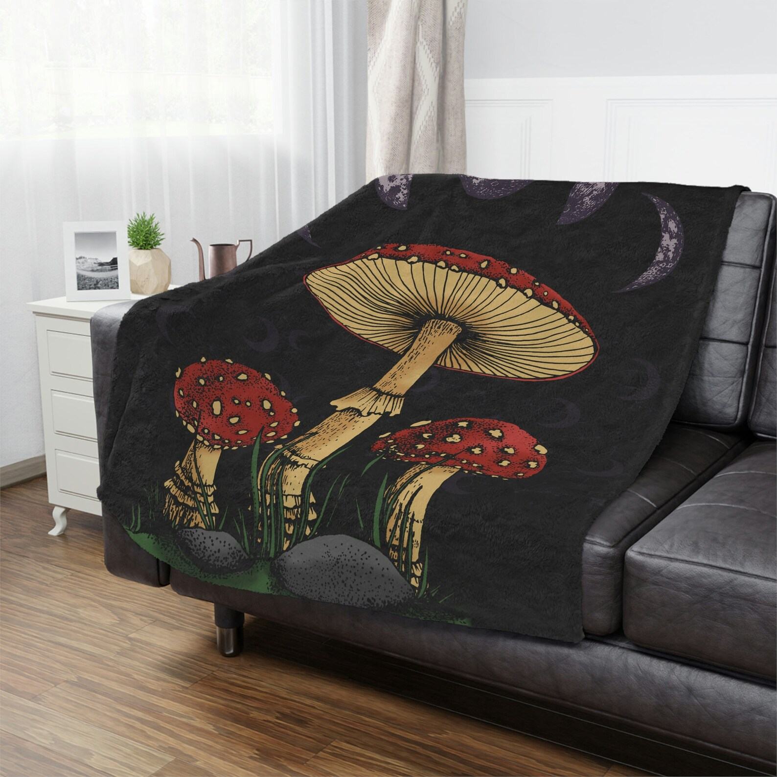 Celestial Embrace Moon Phase Blanket for Tranquil Home and Office Decor