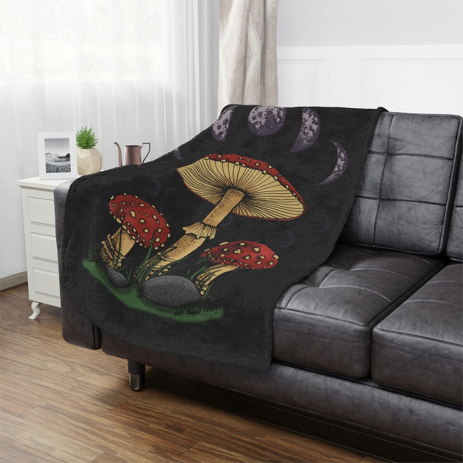 Celestial Embrace Moon Phase Blanket for Tranquil Home and Office Decor