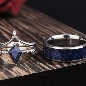 Celestial Embrace Orion Nebula Ring Set – A Starry Night for Your Eternal Bond