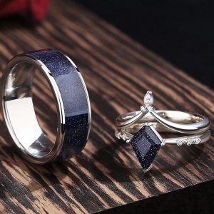 Celestial Embrace Orion Nebula Ring Set – A Starry Night for Your Eternal Bond