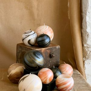 Celestial Glow Metallic Marble Sphere Candle
