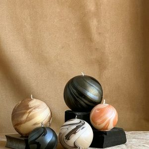 Celestial Glow Metallic Marble Sphere Candle