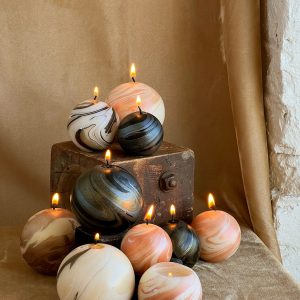 Celestial Glow Metallic Marble Sphere Candle