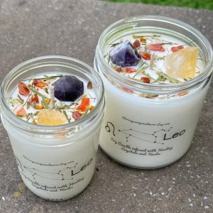 Celestial Leo Zodiac Crystal Candle Illuminate Your Path with Cosmic Energy