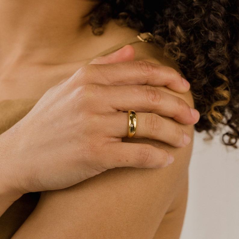 Celestial Star Dome Ring A Shimmering Symbol of Cosmic Elegance