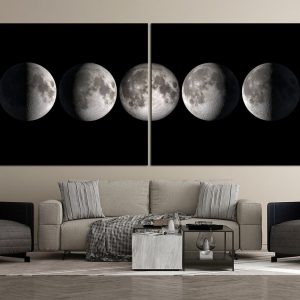 Celestial Tapestry Moon Phase Canvas Art for Lunar-Inspired Home Decor