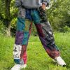 Celestial Tapestry Trousers Eco-Conscious Hippie Pants with Sun, Moon, and Mushroom Motifs