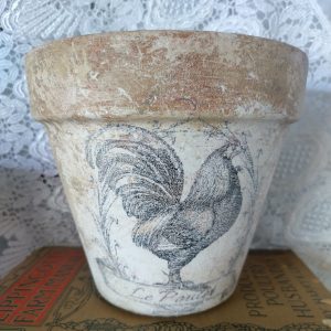 Charming French Country Rooster Terracotta Planter Rustic Hen or Chicken Le Poulet in Distressed Aged Look (4 or 6 in Clay Pot)