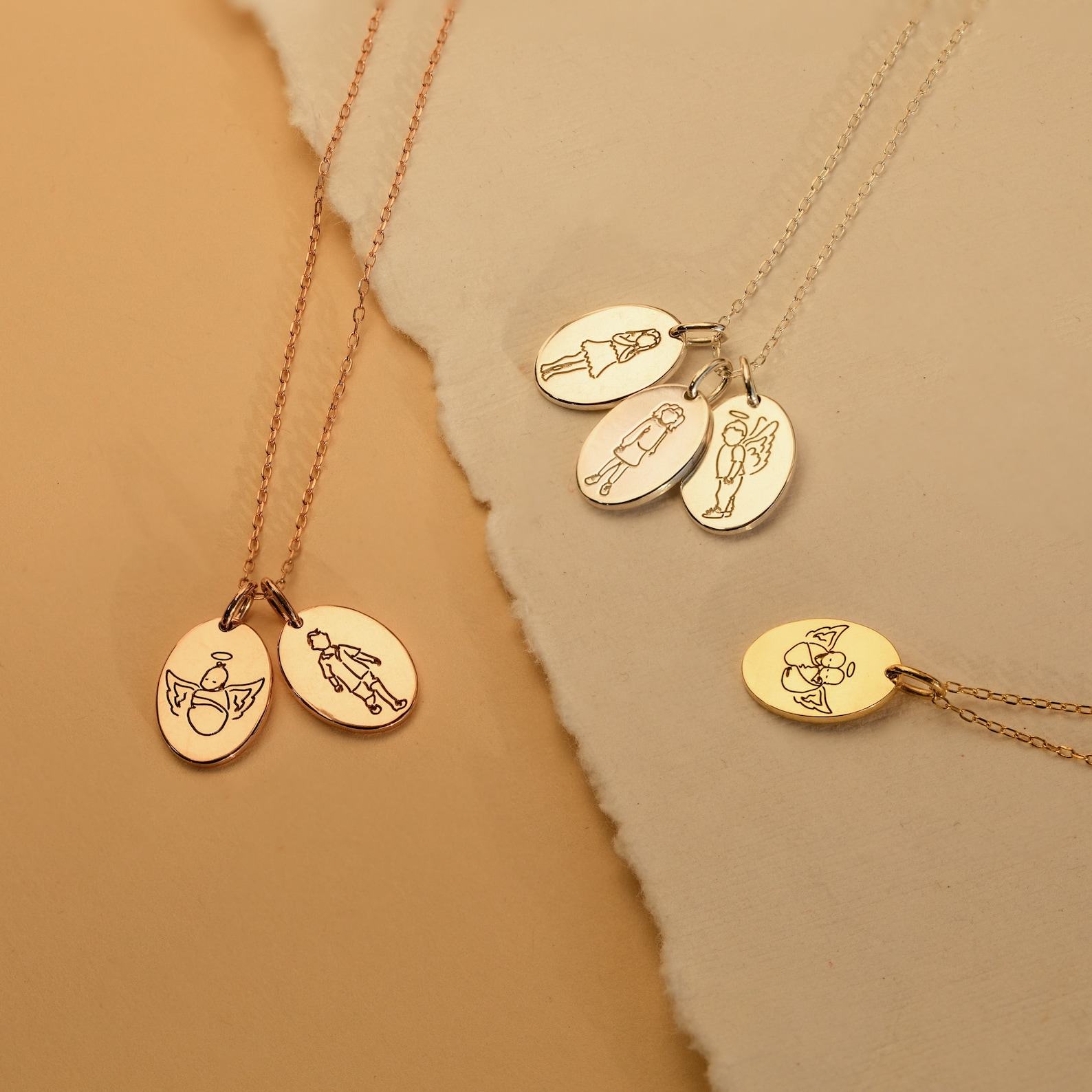 Cherished Memories Personalized Child Portrait Necklace for Mothers