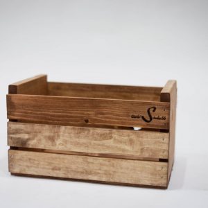 Cherry Stained 45 RPM Vinyl Record Holder Wood Crate Preserve Your Precious Vinyl Collection